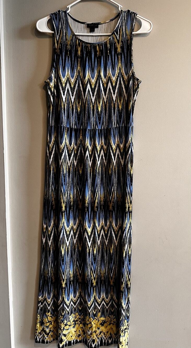 J Jill Wearever Collection Dress Size Small Tank Chevron Midi Sleeveless